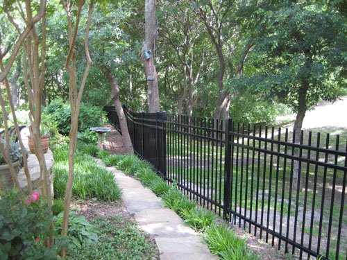 Welded fence installation - between two trees